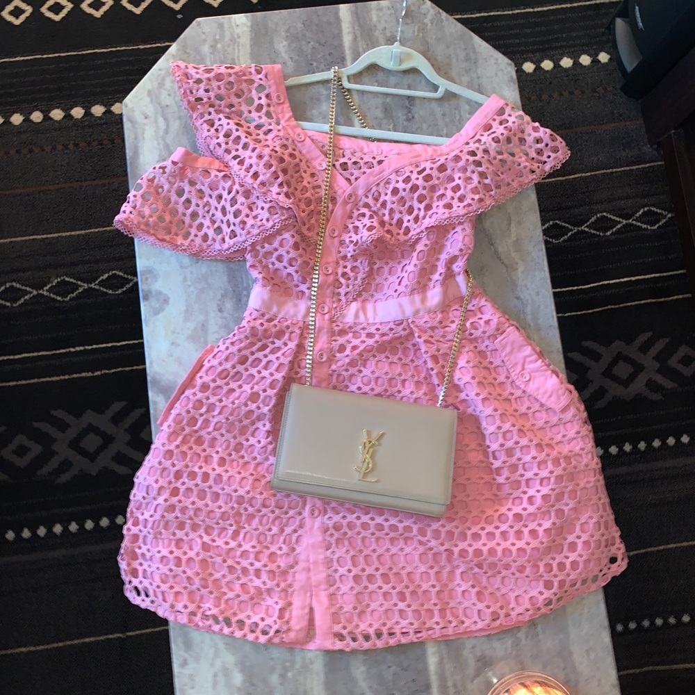 Self Portrait Guipure Frill Mini Dress